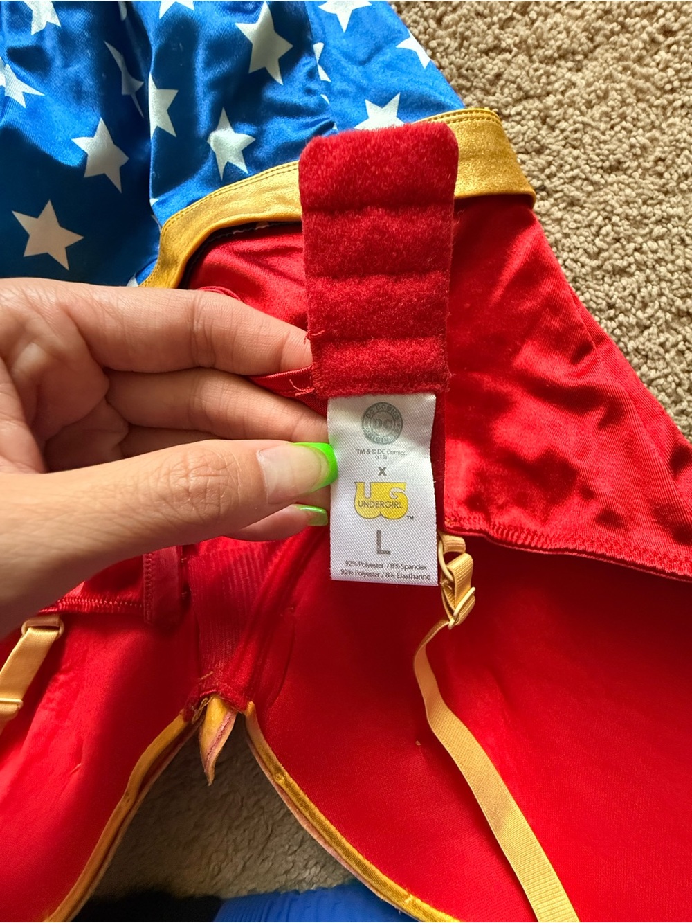 Wonder Woman Red, Gold & Blue Star-Print One-Piece Bodysuit - Picture 3 of 3